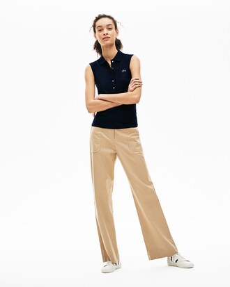 Polo sans manches slim fit Lacoste en mini piqu&eacute; stretch uni