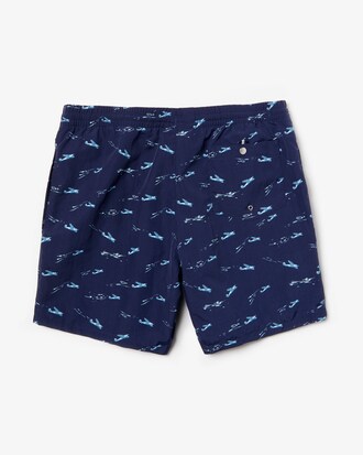 Short de bain en taffetas fluide imprim&eacute; avion