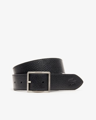 Ceinture réversible en cuir grainé à boucle carrée gravée Lacoste