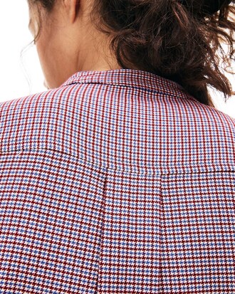 Chemise col mao loose fit imprim&eacute;e &agrave; carreaux