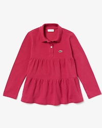 Polo Fille Lacoste &agrave; manches longues en piqu&eacute; de coton &agrave; volants