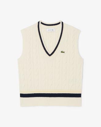 Pull sans manches torsadé en laine