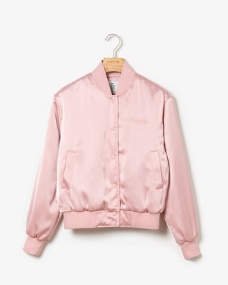 Bomber court Lacoste LIVE en satin iris&eacute; avec signature brod&eacute;e