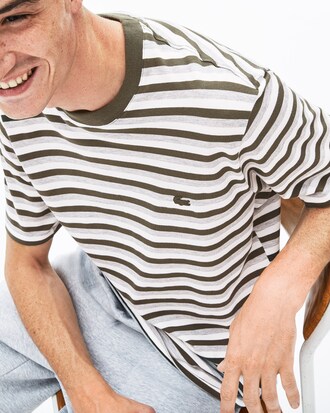T-shirt Lacoste Motion en piqu&eacute; de coton ray&eacute; ultra fin