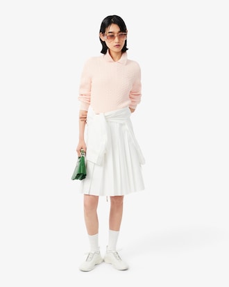 Pull maille torsad&eacute;e d&eacute;tails ray&eacute;s