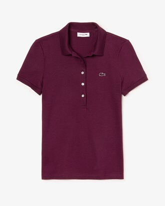 Polo slim fit Lacoste en mini piqu&eacute; de coton stretch uni