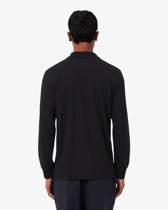 Polo regular fit manches longues en coton m&eacute;lang&eacute;