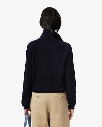Pull col montant laine cardée