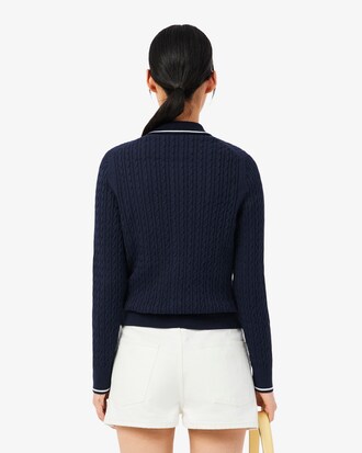 Cardigan maille torsad&eacute;e rayures
