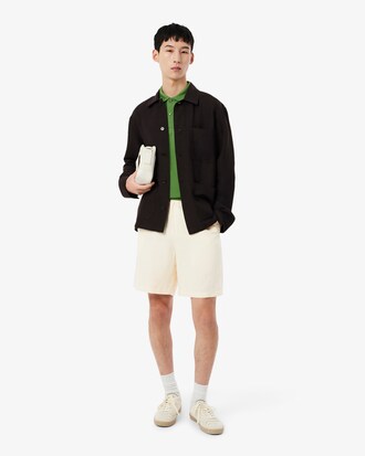 Short regular fit twill de lin m&eacute;lang&eacute;