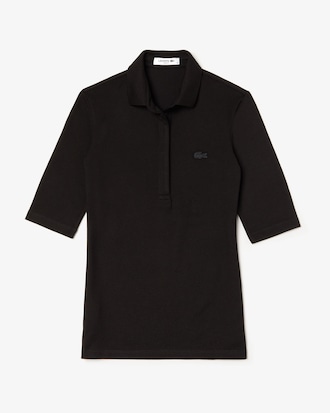 Polo slim fit Lacoste manches trois-quart en mini piqu&eacute; stretch