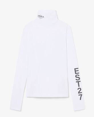T-shirt col montant stretch imprim&eacute; D&eacute;fil&eacute;