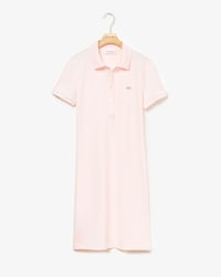 Robe polo en mini piqu&eacute; de coton stretch uni