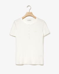 T-shirt en maille c&ocirc;tel&eacute;e unie