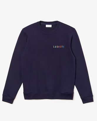 Sweatshirt en molleton uni avec signature multicolore brodée