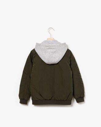 Bomber Garçon en nylon avec capuche contrastée en molleton