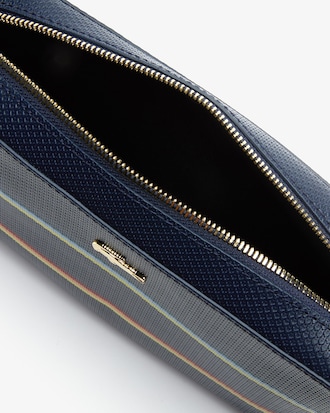 Sac bandoulière carré Chantaco rayures colorées en cuir piqué