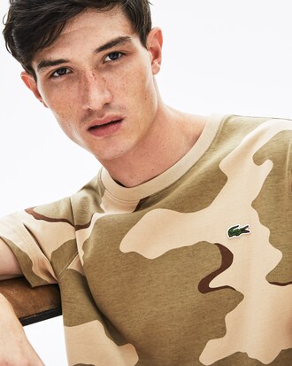 T-shirt col rond Lacoste LIVE en coton imprimé camouflage