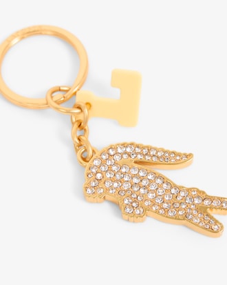 Porte-cl&eacute;s L Charms crocodile en strass