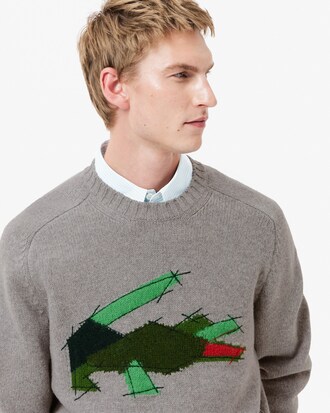 Pull en laine cardée motif crocodile