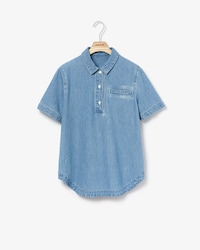 Chemisier à manches courtes en jean léger