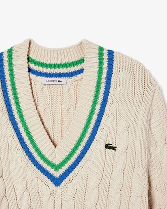 Pull torsadé coton col V esprit tennis