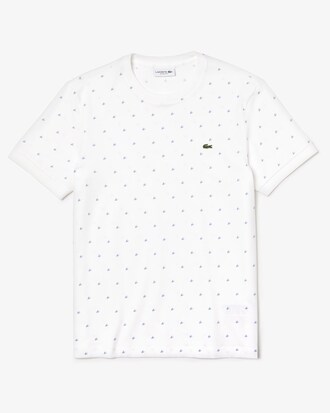 T-shirt col rond en coton imprim&eacute; de mini motifs pied-de-poule
