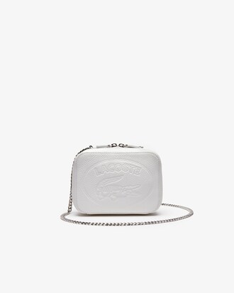Sac bandoulière zippé Croco Crew en cuir grainé uni