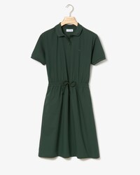 Robe polo fluide en gabardine avec taille &eacute;lastiqu&eacute;e