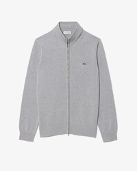 Pull zipp&eacute; coton uni col montant