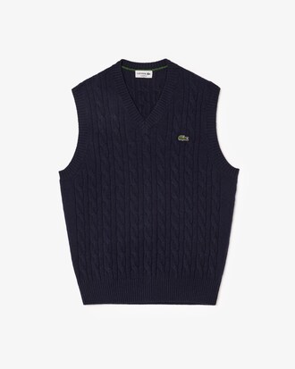 Pull sans manche torsadé en laine cardée