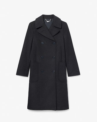 Manteau long laine m&eacute;lang&eacute;e
