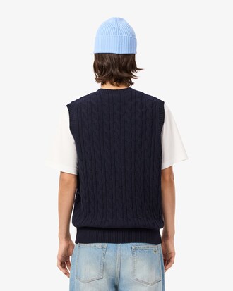 Pull sans manche torsadé en laine cardée