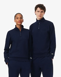 Sweatshirt col montant zipp&eacute; marquage emboss&eacute;