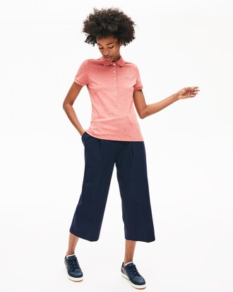 Polo slim fit Lacoste en mini piqu&eacute; de coton stretch uni