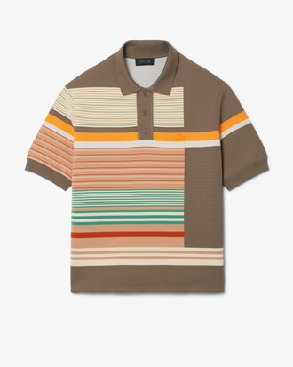 Pull col polo rayures textur&eacute;es D&eacute;fil&eacute;