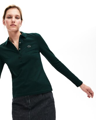 Polo slim fit Lacoste &agrave; manches longues en mini piqu&eacute; stretch