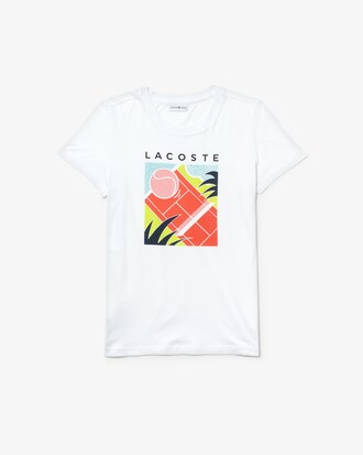 T-shirt col rond Tennis Lacoste SPORT en coton motif imprimé