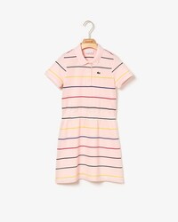 Robe polo Fille &agrave; taille &eacute;lastiqu&eacute;e en piqu&eacute; de coton ray&eacute;