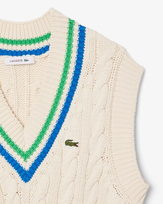 Pull sans manche torsadé coton col V