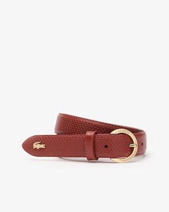 Ceinture en cuir Chantaco boucle ronde grav&eacute;e Lacoste