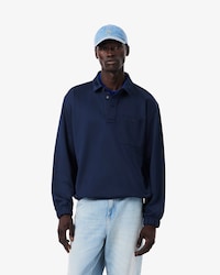 Sweatshirt col polo molleton brod&eacute;