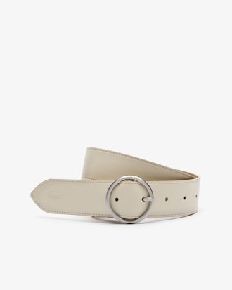 Ceinture en cuir satin&eacute; et grain&eacute; r&eacute;versible double boucle ronde