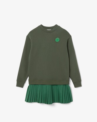 Robe sweatshirt bi-matière plissée