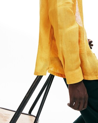 Chemise regular fit en toile de lin unie