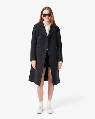 Manteau long laine m&eacute;lang&eacute;e