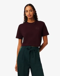 T-shirt in petit piqu&eacute; con stemma ricamato