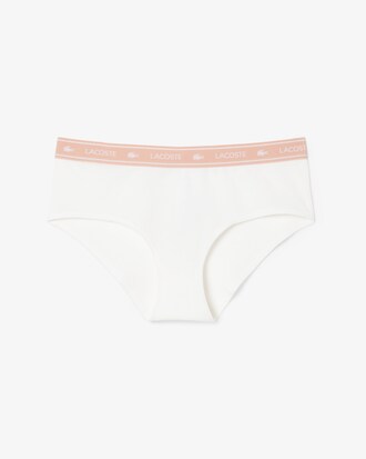 Pantaloni corti in cotone stretch con logo in vita
