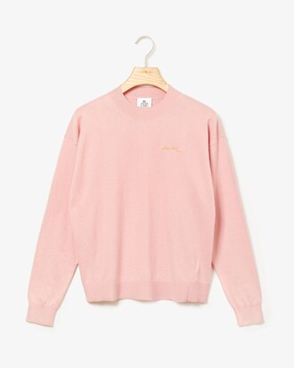 Pullover da donna in cashmere e cotone a costine con spacchi Lacoste Live