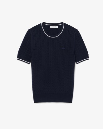 Maglione a maniche corte in maglia a trecce